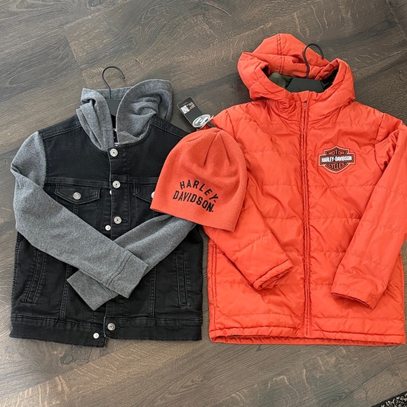 Harley-Davidson Other - Harley-Davidson Kids Red-Orange Hooded Puffer Jacket